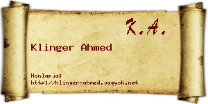 Klinger Ahmed névjegykártya